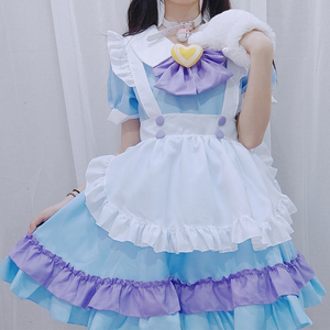 ロリータ 甘ロリ ワンピース エプロンセットロリィタレディース メイド服衣装 制服猫の肉球 かわいい メイド喫茶 メイドカフェ