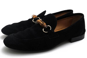 GUCCI グッチ ビットローファー 368435 Suede Bamboo Horsebit Detail Loafer 牛革 カーフ ホースビット レザーソール 定番 マッケイ製法