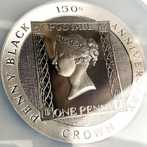 ★大型銀貨 COA付属 1990 イギリス領 マン島 ペニーブラック 5オンス 銀貨 NGC GEM PROOF 150周年記念 プルーフ 未使用 モダン コイン