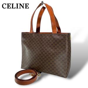 セリーヌ　マカダム　2way　ショルダー　トートバッグ　レザー　PVC　レディース CELINE 肩掛け　