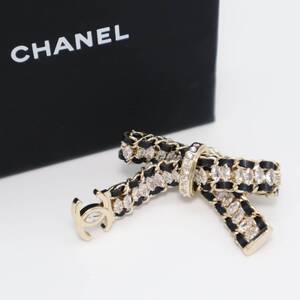 質屋 CHANEL シャネル リボン ココマーク ピンブローチ ラインストーン k881 みいち質店