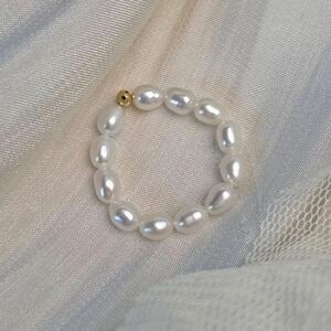 本真珠リング　18金仕上げ ベビーパール　フリーサイズ 3mm アクセサリー 芥子真珠