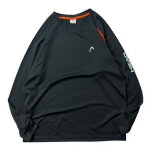 HEAD ヘッド 長袖Tシャツ ロンT メッシュ スポーツウェア 吸湿速乾 プラクティスシャツ インナーシャツ ブラック LL