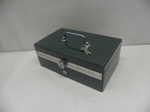 ELM！手提げ金庫！CASH BOX！鍵付！TYPE30！28×17×10.5cm(緑)