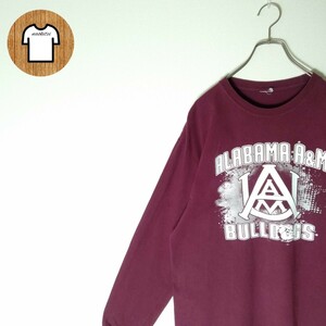 長袖Tシャツ L ビッグロゴ デカロゴ ロングスリーブ 海外古着 A886 タグなし 古着 メンズ ALABAMA A&M