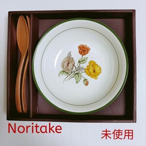 【未使用】Noritake / Image Stone 大皿プレート　スプーン・フォーク付 WHITE ノリタケイメージストーン フラワー 花柄 メインディッシュ