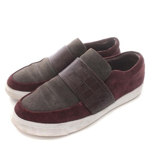 クラークス clarks スリッポン スエード クロコ型押し スニーカー ローファー UK4.5 23.5cm ボルドー