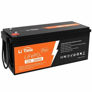 リン酸鉄　リチウムイオンバッテリー　１２V　２００A　新品　LiTime　BMS　５.１２KWh 　