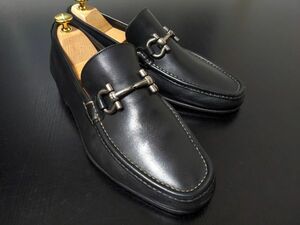 美品 フェラガモ 7.5EEE Ferragamo ガンチーニ ドレスローファー スリッポン 黒 8672