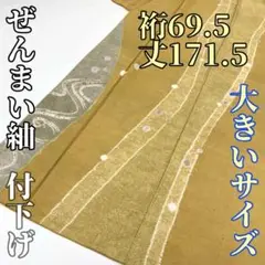 【着物と帯 時流】ツ15◆紬 付下げ◆ぜんまい紬 大きいサイズ 裄69丈171