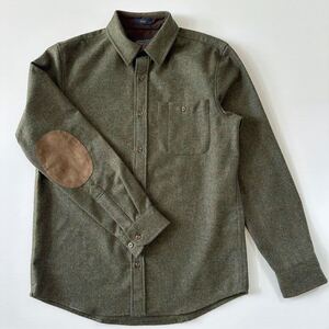 ペンドルトン 長袖 シャツ ウール エルボーパッチ トレイル ミックス モスグリーン 深緑 男S2回着 肘当 PENDLETON Trail Shirt Elbow-patch