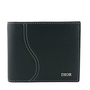 DIOR/ディオール サドル レザー 二つ折り財布 ブラック メンズ ブランド