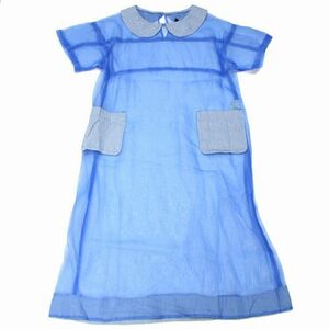 tricot COMME des GARCONS トリコ コム デ ギャルソン 18SS 丸襟 ギンガムチェック シースルー ワンピース S ブルー