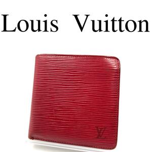 Louis Vuitton ルイヴィトン 折り財布 エピ LVロゴ レッド系