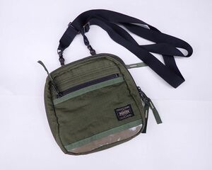 ◆バッグ50 PORTER ショルダーバッグ サコッシュ グリーン 反射板付 吉田カバン◆ポーター/ミニバッグ/消費税0円