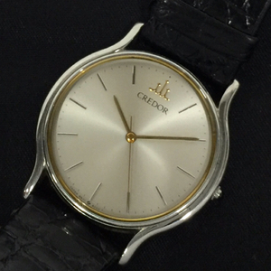 クレドール クォーツ 腕時計 9571-6000 シルバーカラー文字盤 メンズ 純正ブレス ファッション小物 CREDOR