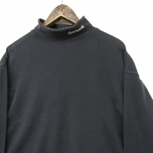 サイズ XL~ Carhartt タートルネック インナー ロング Tシャツ ロンT ブラック 無地 刺繍ロゴ カーハート 古着 ビンテージ 2O3112
