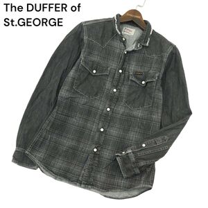 The DUFFER of St.GEORGE ダファー オブ セントジョージ 加工★ 長袖 デニム ウエスタン 切替 チェック シャツ Sz.S　メンズ　A4T02393_3#C