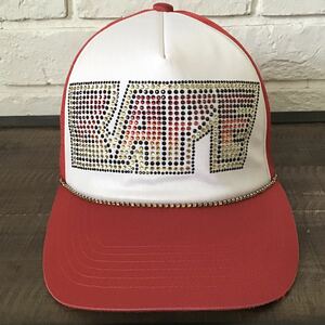 ★激レア★ KISS LOGO スワロフスキー キャップ Red a bathing ape BAPE swarovski ラインストーン trucker hat cap エイプ ベイプ z371