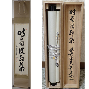 01886 前大徳寺 足立泰道 作 「時雨洗紅葉」掛軸（共箱）茶道具（茶掛/紫野）