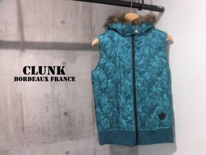 美品 CLUNKクランク デジタルカモ ファー フード付き ダウンベスト L/カモフラ 迷彩柄 ダウンジャケット/グリーン/レディース/ゴルフウェア