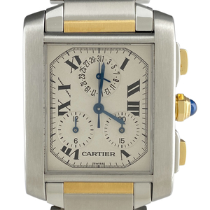 カルティエ CARTIER タンク クロノリフレックス LM W51004Q4 腕時計 SS YG クォーツ シルバー メンズ 【中古】