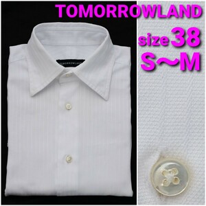 TOMORROWLAND ビジネスシャツ size38 S～M シャドウストライプ レギュラーカラー