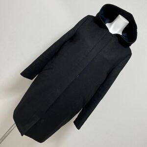 INDIVI インディヴィ レディース ウールコート フード ノーカラー 2way ダブルジップ ブラック黒 日本製 サイズ38 美品