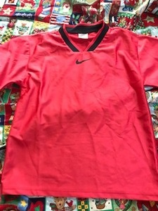 ナイキ☆赤☆プラクティスシャツ☆Ｍ（１０－１２）子供SIZE☆ＵＳＥＤ☆ サッカー☆スポーツ