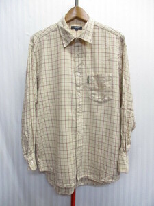 バーバリー　BURBERRY LONDON　長袖シャツ　メンズLL XL　ベージュチェック柄シャツ　ドレスシャツ　長袖カットソー メンズシャツ　05235