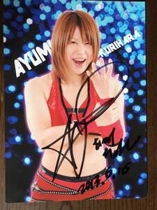 栗原あゆみ サイン入り　ポートレート　⑩ 女子プロレス　自筆　直筆　人気美人レスラー Ａ☆ＹＵ☆ＭＩ