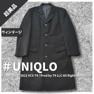 UNIQLO オールドユニクロ チェスターコート M 黒 秋冬 レア 高品質 コストパフォーマンス 表地 毛80％ ナイロン20％ 快適 ×2797