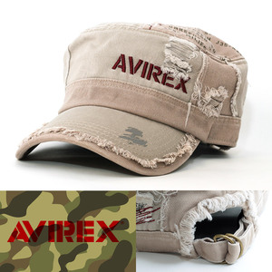 ワークキャップ 帽子 AVIREX DAMAGE WARK CAP アヴィレックス ベージュ 80315500-74 USA アビレックス ミリタリー アメリカ