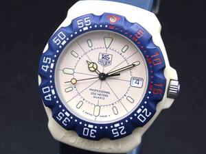 1円～! 稼動品★正規品 TAGHEUER タグホイヤー 387.513/1 フォーミュラ1 アイボリーダイヤル デイト 純正ブレス メンズ腕時計 SSCLG2704