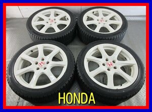 ■中古タイヤホイール■　HONDA 純正 18インチ 7.5J +60 5H 114.3 DUNLOP WM02 225/45R18 91Q 冬 ST 激安 送料無料 K19