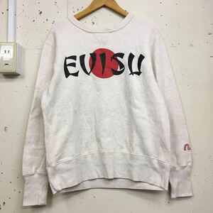 (k) EVISU エヴィス 日の出 両V リブ長 ビンテージ スウェット トレーナー サイズ38 アイボリー 