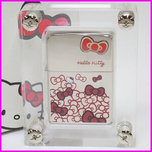 ☆1円 未使用 Zippo/ジッポー キティちゃん オイルライター/シルバー/リボンキティ/限定/2004年外箱・ケース付き&0929500006