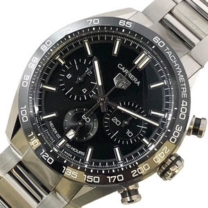 タグ・ホイヤー TAG HEUER カレラ キャリバーホイヤー02 スポーツ クロノグラフ CBN2A1B.BA0643 ブラック SS 腕時計 メンズ 中古