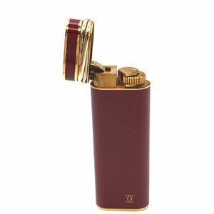 1円 良品 Cartier カルティエ トリニティ オーバル ボルドー ガスライター 煙草 喫煙具 着火良好 a2002