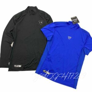 UNDER ARMOUR アンダーアーマー ヒートギア フィッティド ステルス ロングスリーブ モック＆ショートスリーブ MBB7050 MBB8971 黒青 M