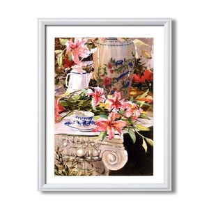 【新品】マリリン・シマンドル絵画額■白いフレーム・花の絵・風景画「ソングバード」