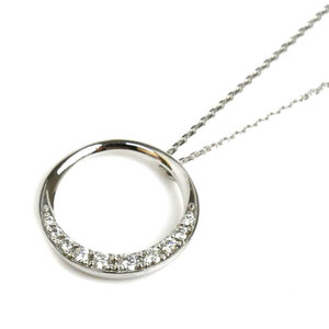 STAR JEWELRY スタージュエリー Pt950プラチナ サークル ムーン ダイヤ ネックレス 2XN0399 ダイヤモンド0.15ct 3.6g 50cm レディース 中古