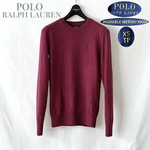 ■ 洗える ■ POLO RAKPH LAUREN ラルフローレン ■ メリノ ウール クルーネック ニット セーター ■ レディース ■ ベリーカラー XS ■ /