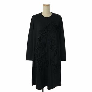 COMME des GARCONS COMME des GARCONS / コムコム | 2020AW | コットン フリル 装飾 クルーネック ワンピース | XS | ブラック