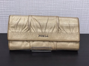 ■【YS-1】 フルラ FURLA ■ 長財布 小銭入れ有り ■ ゴールド系 　縦10cm×横19,5cm 【東京発 手渡し可能】K■