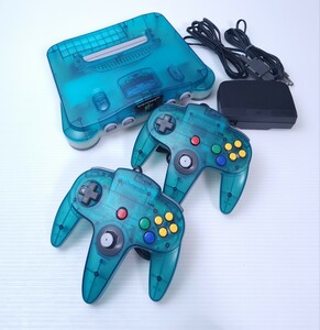 動作品 任天堂 ニンテンドー N64 NINTENDO 64 クリアグリーン 本体 2台コントローラ セット NSU-001(-269)