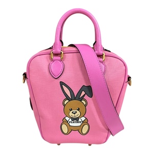 モスキーノ プレイボーイコラボ ショルダーバッグ レザー ピンク レディース MOSCHINO 中古