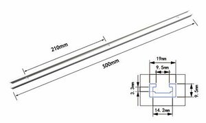 人気＊ 天板用 アルミ製 （500MM） 9．5ｍｍ×19ｍｍ規格 Tスロットトラック ワークテーブル 大工ツール テーブルソー