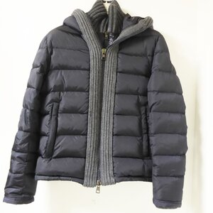 モンクレール　MONCLER　フード付きダウンジャケット　ニット　ネイビー＆グレイ　レディース　CANTUT　GIUBBOTTO　CLASSE1　ジャンパー