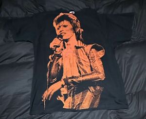 デヴィッド・ボウイ ヴィンテージ ビッグプリント ジギー Tシャツ サイズ XL ブラック グラムロック 古着 DAVID BOWIE SHIRT 1990年代